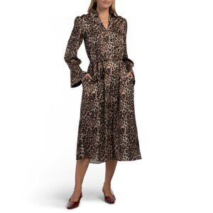 JULIA JORDAN BROWN/BLACK Collared Animal Midi Dress